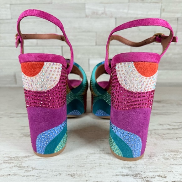 Kurt Geiger London SZ 38 Kensington Glitz Wavy Rhinestone Platform Sandals New - Picture 8 of 15